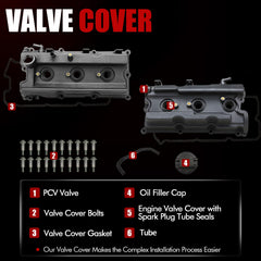 MITZONE valve cover gaskets and bolts kit for secure sealing.