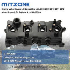 MITZONE valve cover for Nissan Rogue 2.5L side profile, durable fit for long-term performance