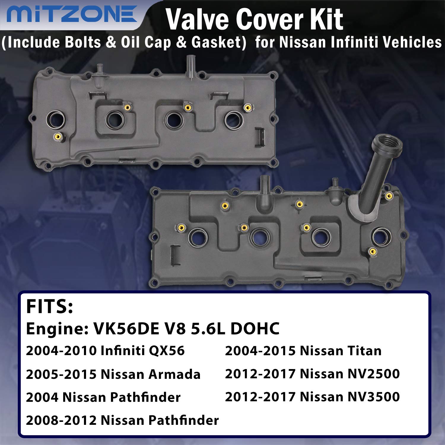MITZONE valve cover set passenger-side kit ready for installation