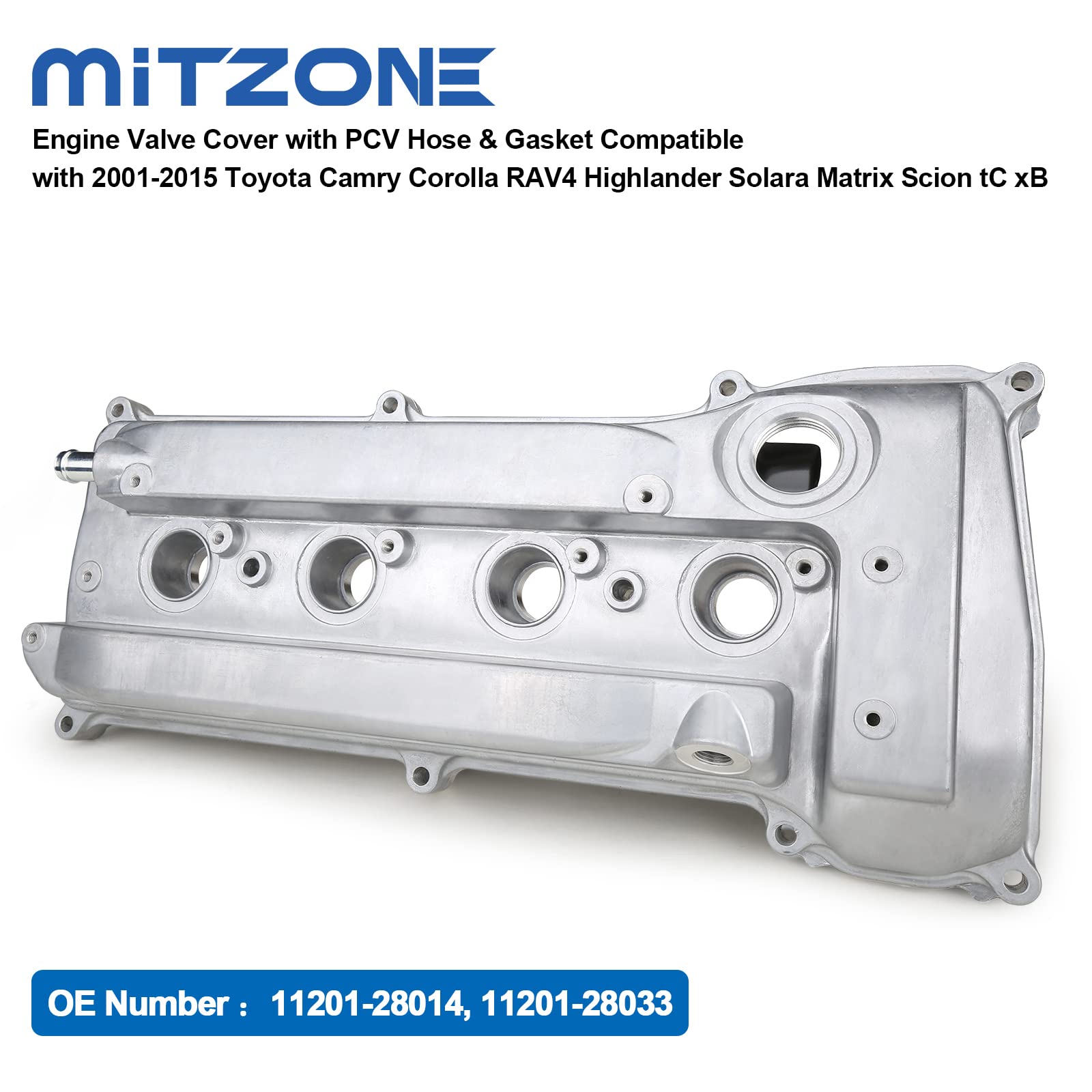 MITZONE valve cover with PCV hose closeup, durable gasket for reliable sealing.