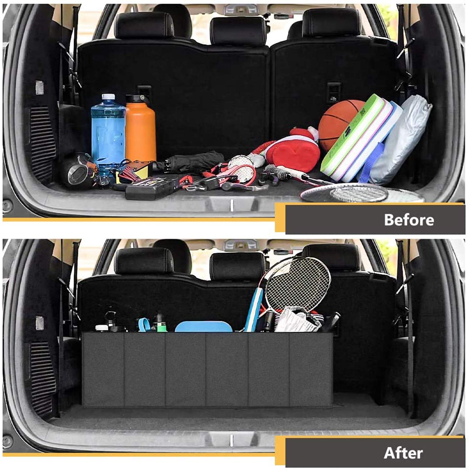Easy-clean, stain-resistant MIU COLOR trunk organizer stays tidy after shopping.