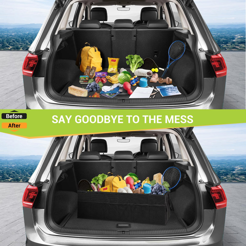 MIU COLOR trunk organizer folds flat for compact storage.