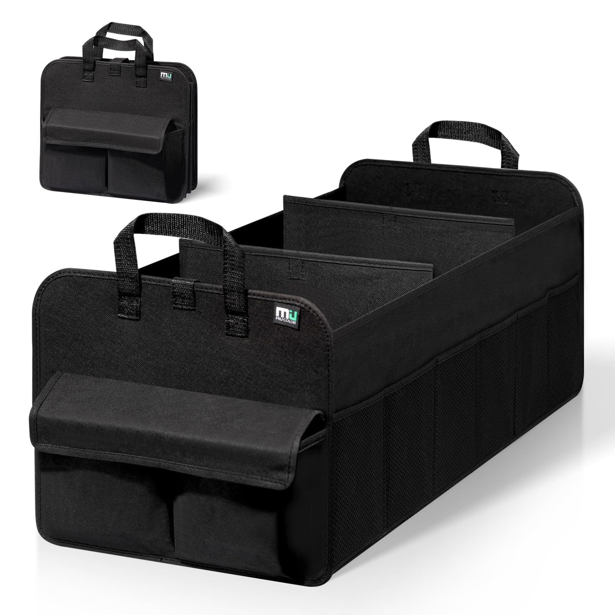 MIU COLOR trunk organizer for SUV with 32x13x12 inches keeps groceries organized.