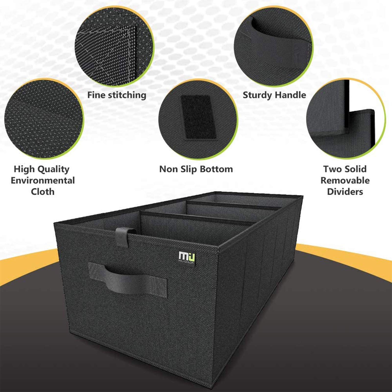 MIU COLOR trunk organizer with three large compartments for toys and sports gear.