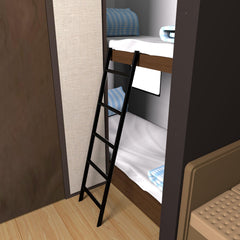 MIWOOYY RV bunk bed ladder with 4 hooks demonstrates secure mounting options.