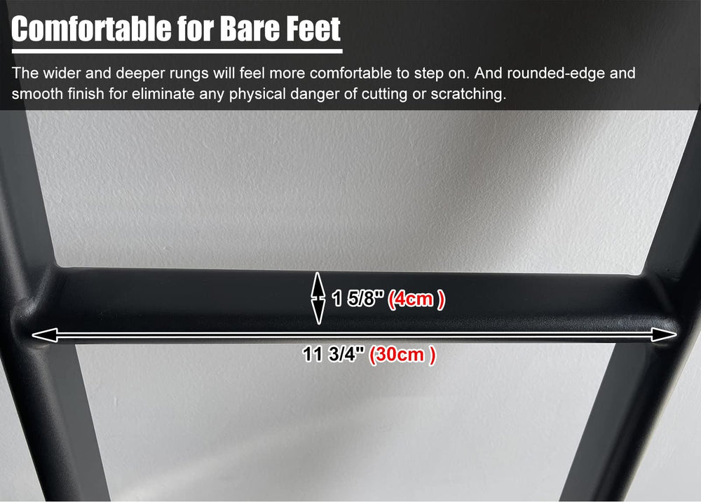 MIWOOYY wide steps provide stable barefoot climbing on RV bunk beds.