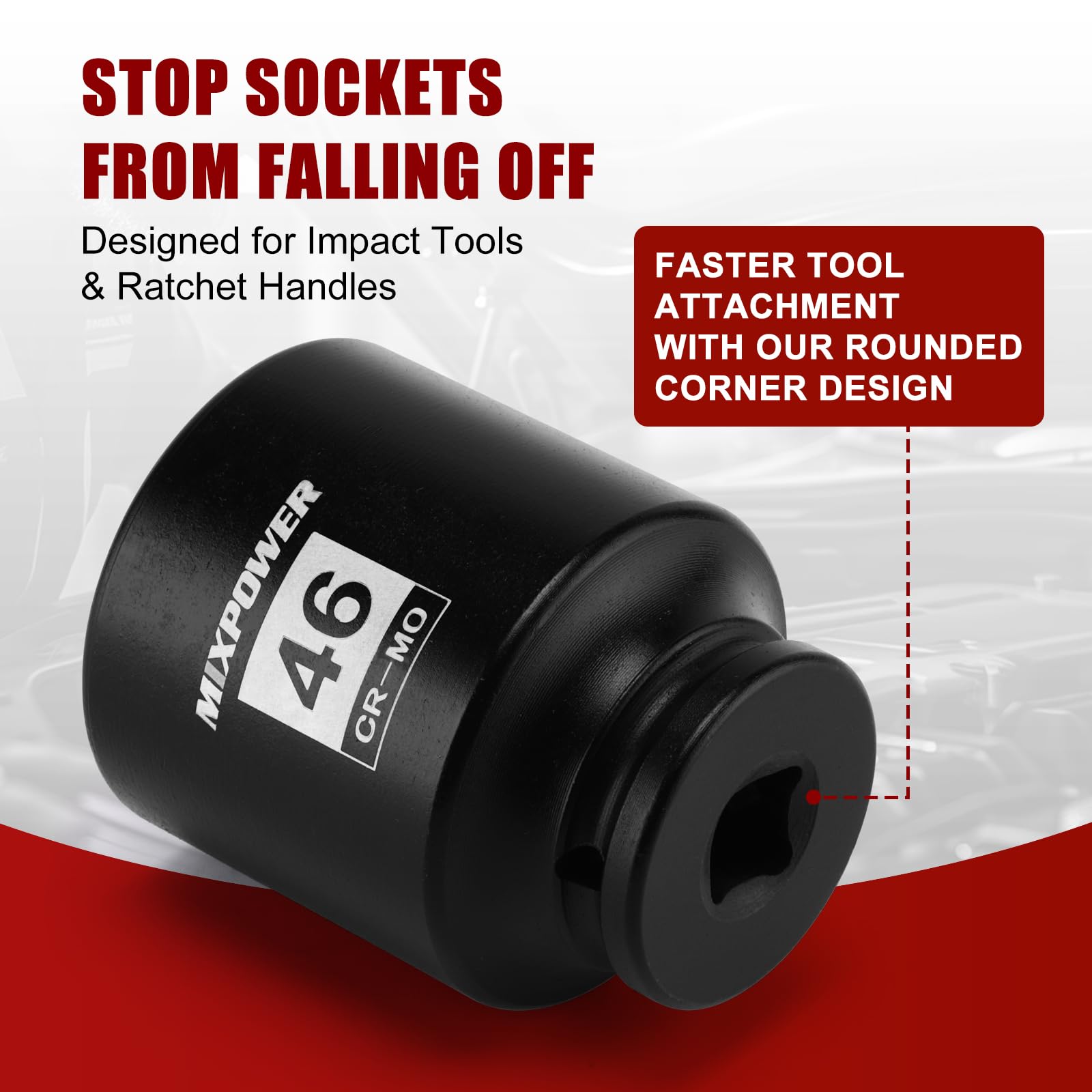 MixPOWER ANSI-compliant socket 46mm supports reliable performance under load.