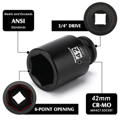 Mixpower axle-nut socket 42mm 6-point for secure fastener engagement.