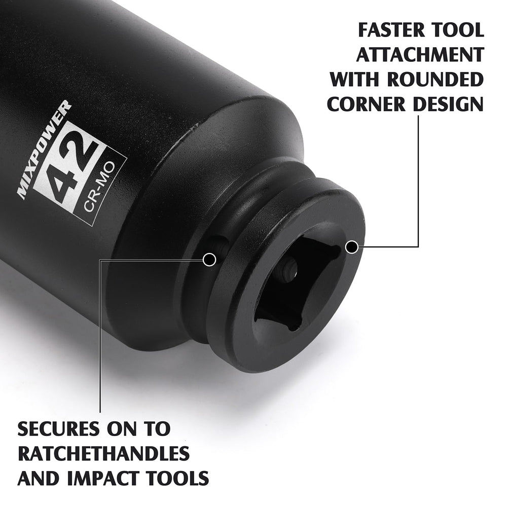 Mixpower laser-marked size socket 42mm for quick identification.