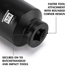 MIXPOWER socket with laser-etched size marking enables easy reading in low light
