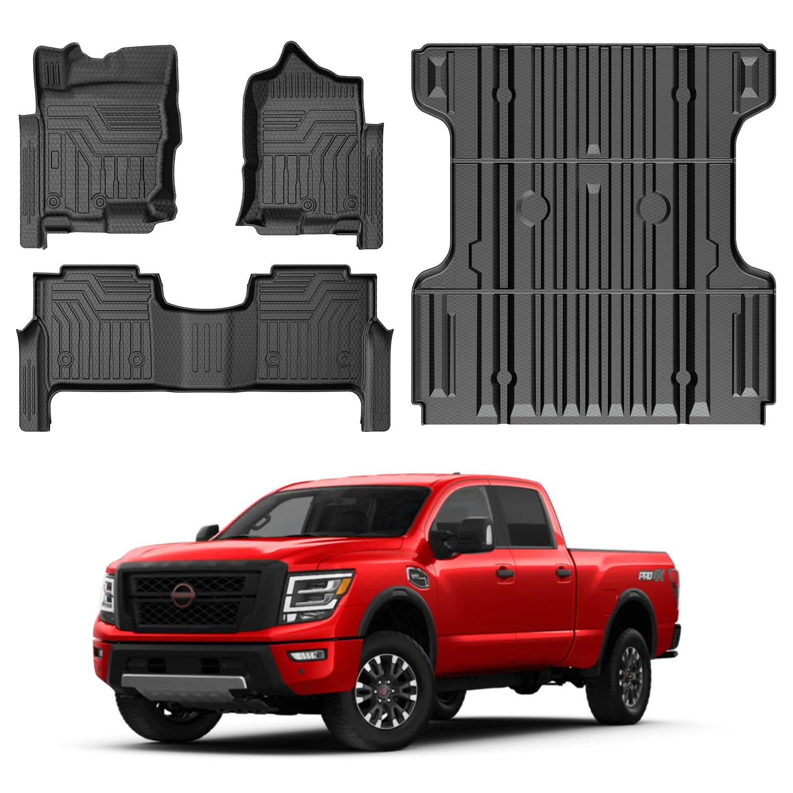 Mixsuper bed mat for Nissan Titan with precise fit protects bed from scratches and spills.
