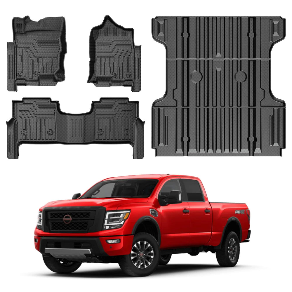 Mixsuper bed mat for Nissan Titan with precise fit protects bed from scratches and spills.