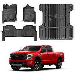 Mixsuper bed mat for Nissan Titan with precise fit protects bed from scratches and spills.