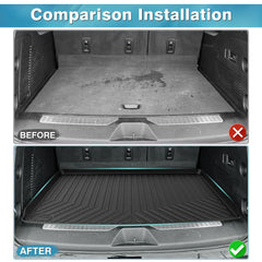 Mixsuper cargo liner behind third row with channel drainage.