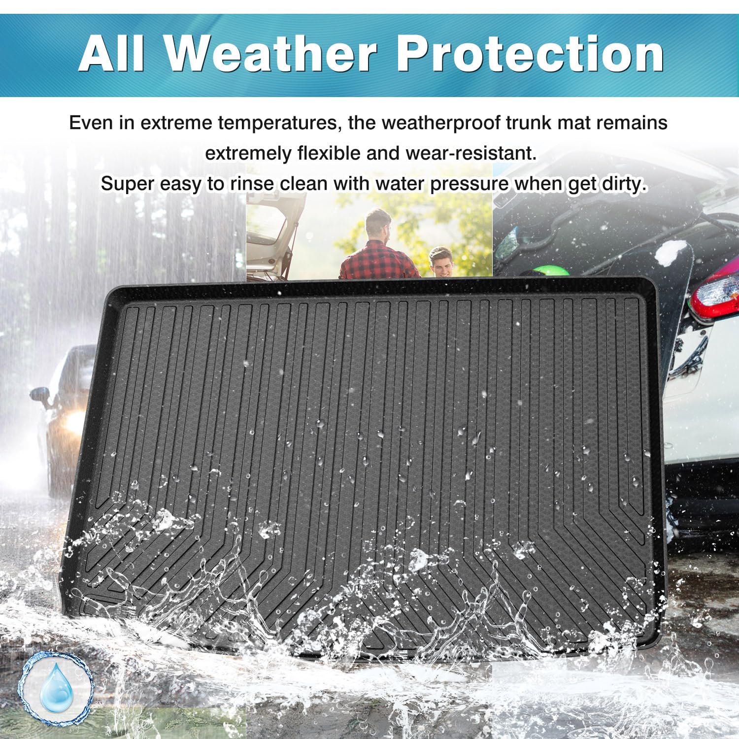 Mixsuper cargo liner edge blocks spills from reaching the floor.