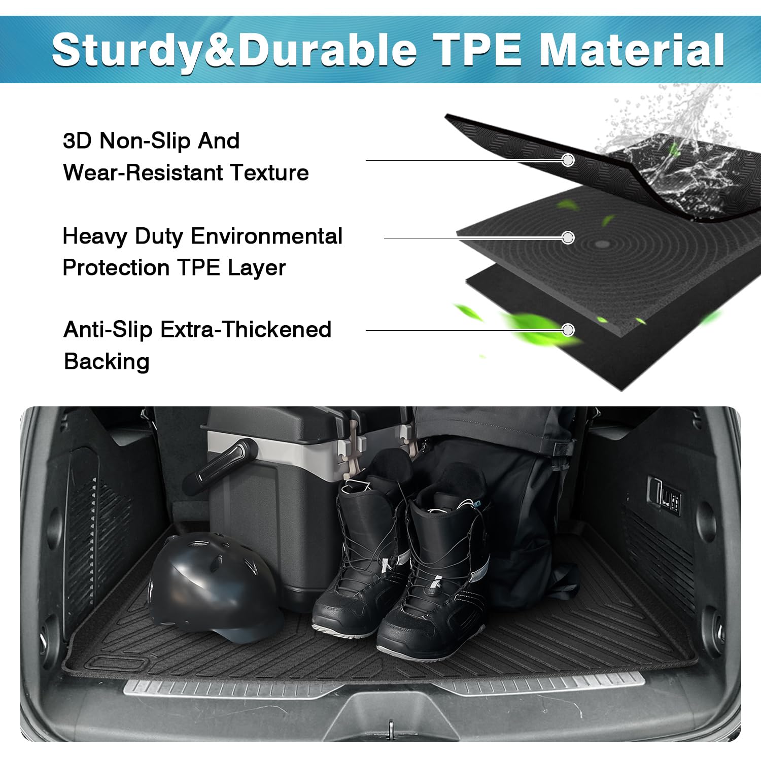 Mixsuper cargo liner installed behind the third row in an SUV.