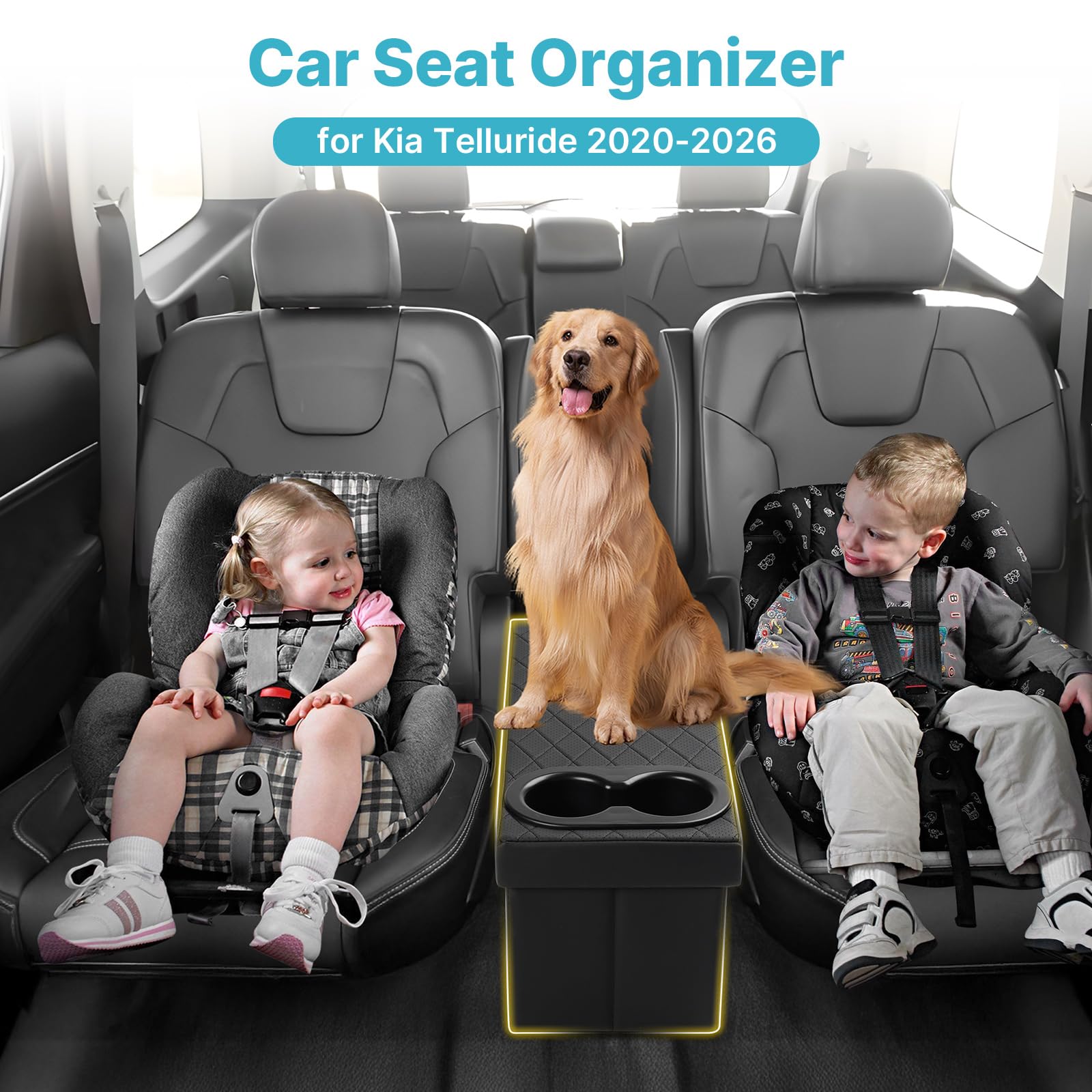 Mixsuper Liner car seat organizer with cup holders secures drinks during trips.