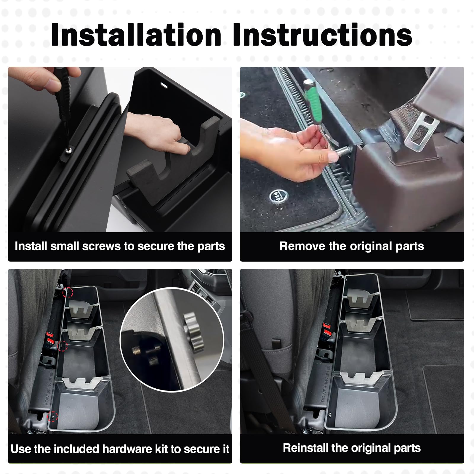 Easy-install, secure under-seat organizer for clutter-free cab.