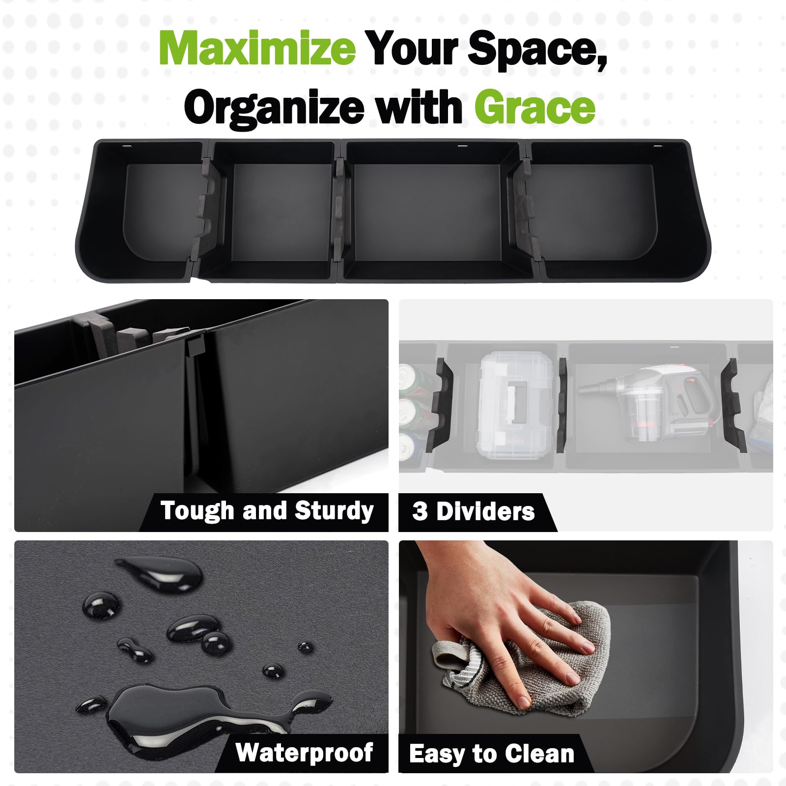 Organized compartments keep tools, cords, and small gear ready.