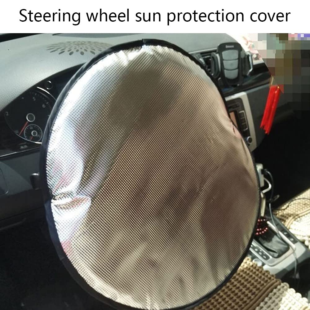 MiOYOOW steering wheel sun shade cover side view highlights foldable design