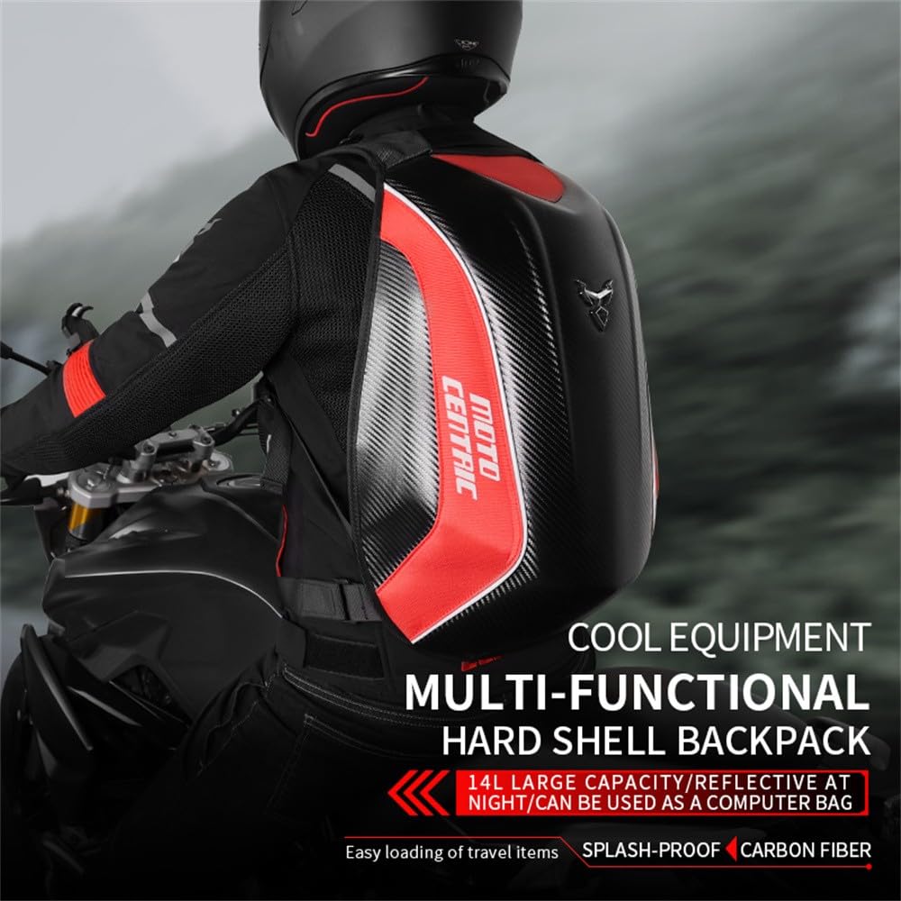 mjmoto backpack with reflective material enhances night visibility for riders