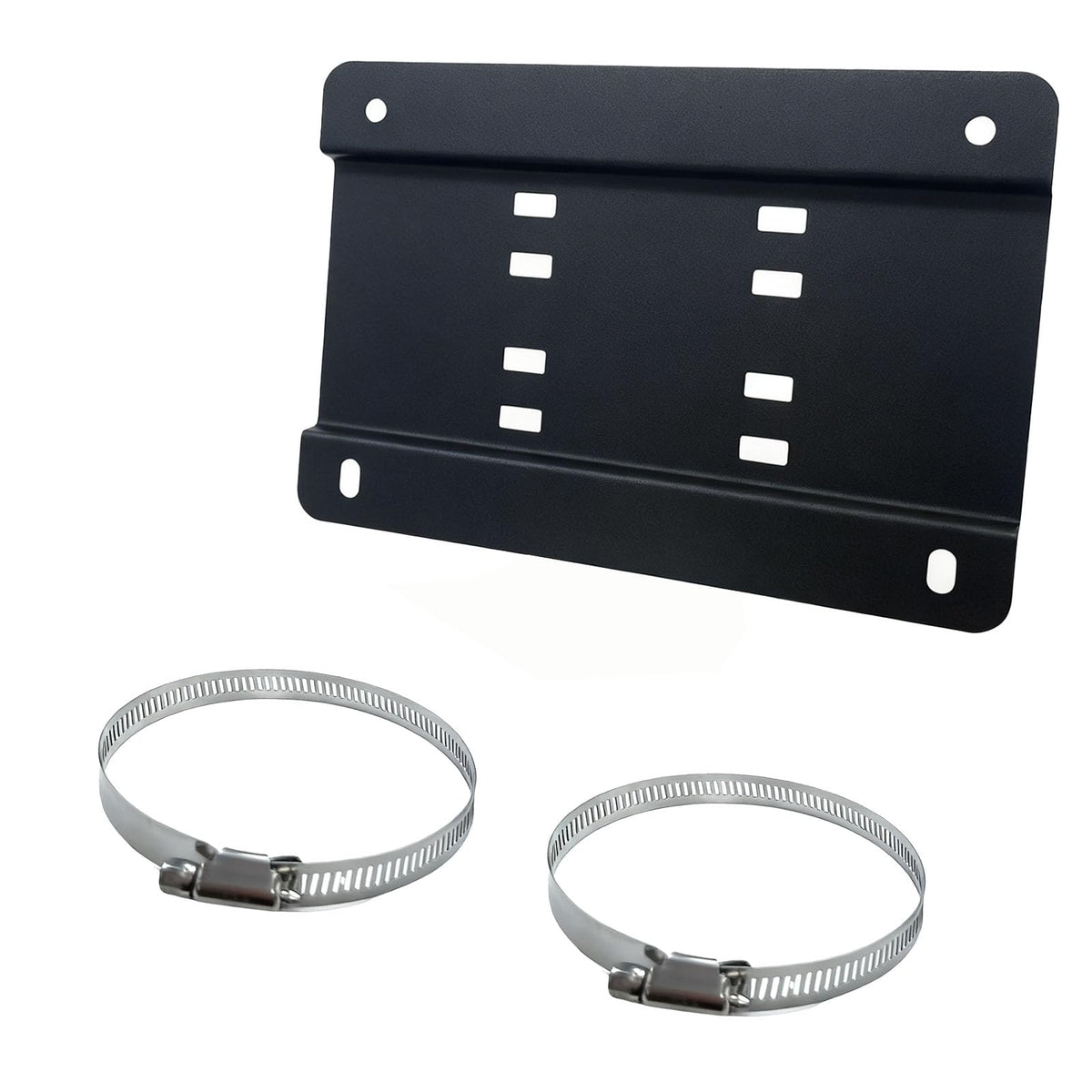 MJNAUY 3-inch grille bracket front view for secure license plate mounting on rugged trucks.