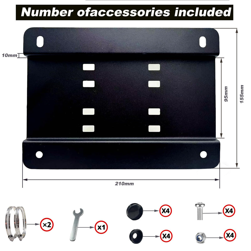 MJNAUY 3-inch grille bracket side profile demonstrates adjustable fit for multiple grille guards.