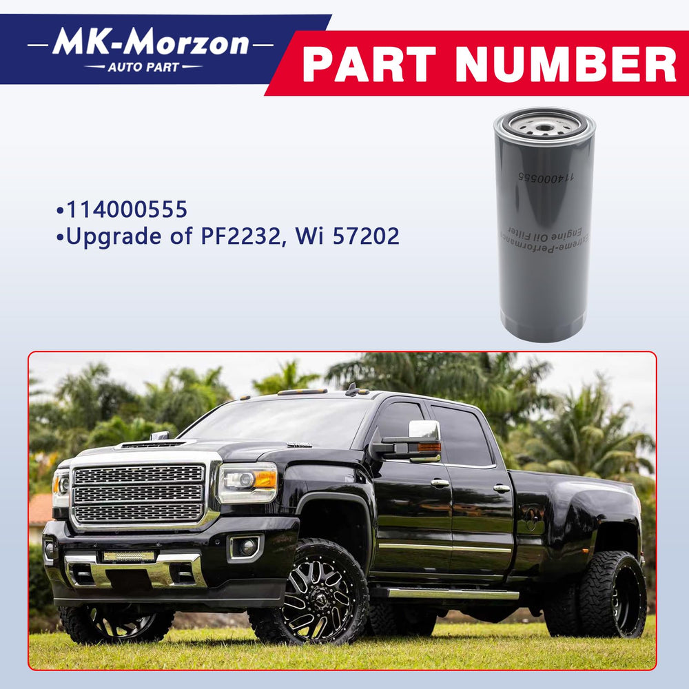 MK-Morzon Duramax oil filter side profile for heavy-duty pickup use