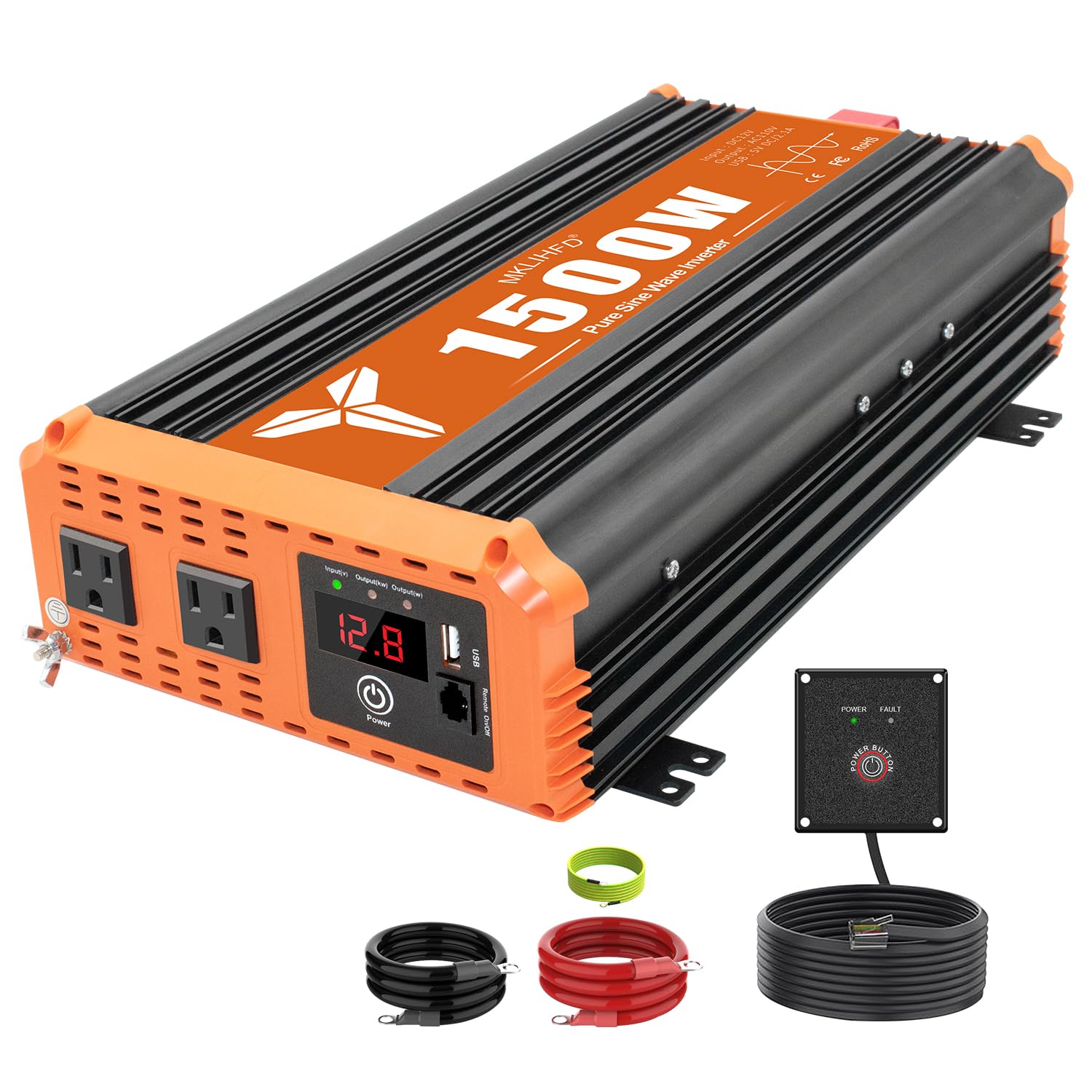 MKLIHFD 1500W inverter front view powering devices on the go