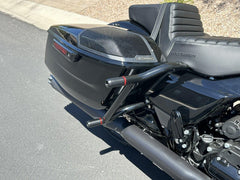 M Maintenanse saddlebag guards side view shows heavy gauge steel construction.