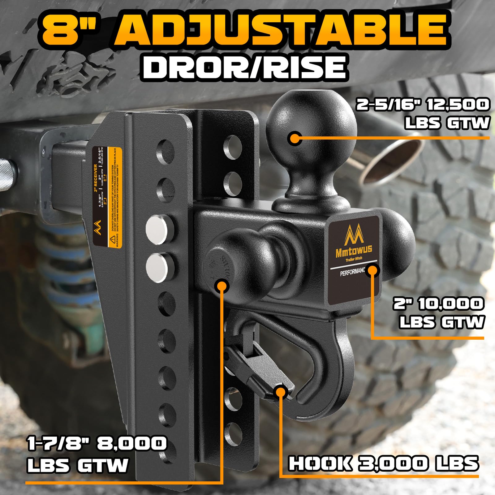 Mmtowus heavy-duty steel construction ensures durability in demanding towing.