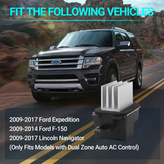 MNJWS blower motor resistor installed in a Ford F-150 dash for steady fan speeds.