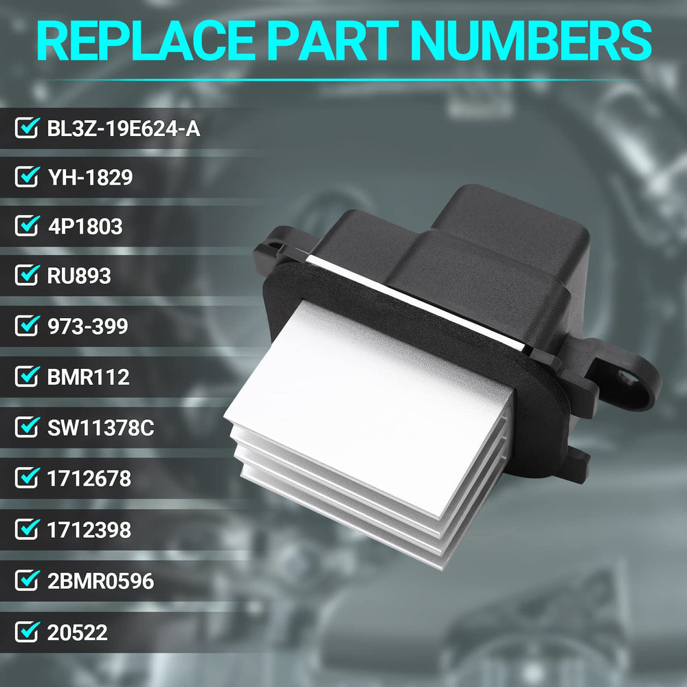 MNJWS blower resistor under-dash view highlighting easy direct-fit replacement.