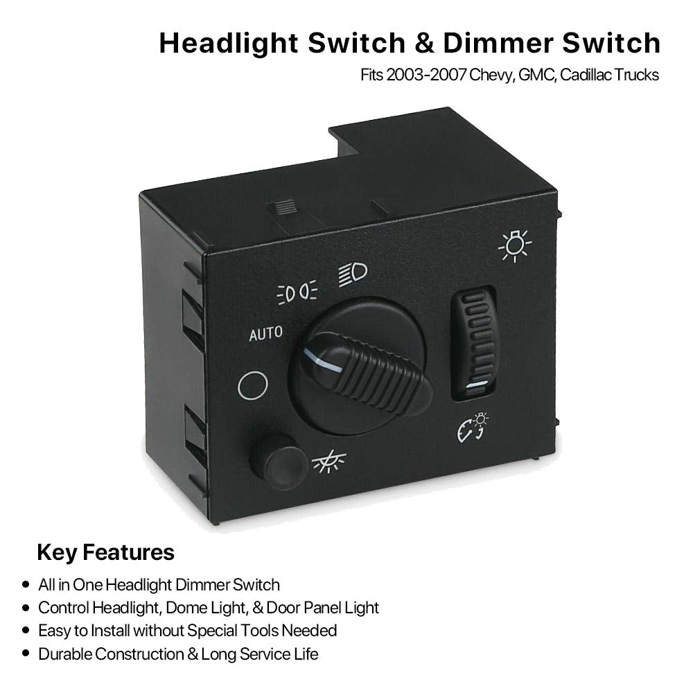 MNJWS headlight switch dimmer knob close-up highlights tactile control for night driving.
