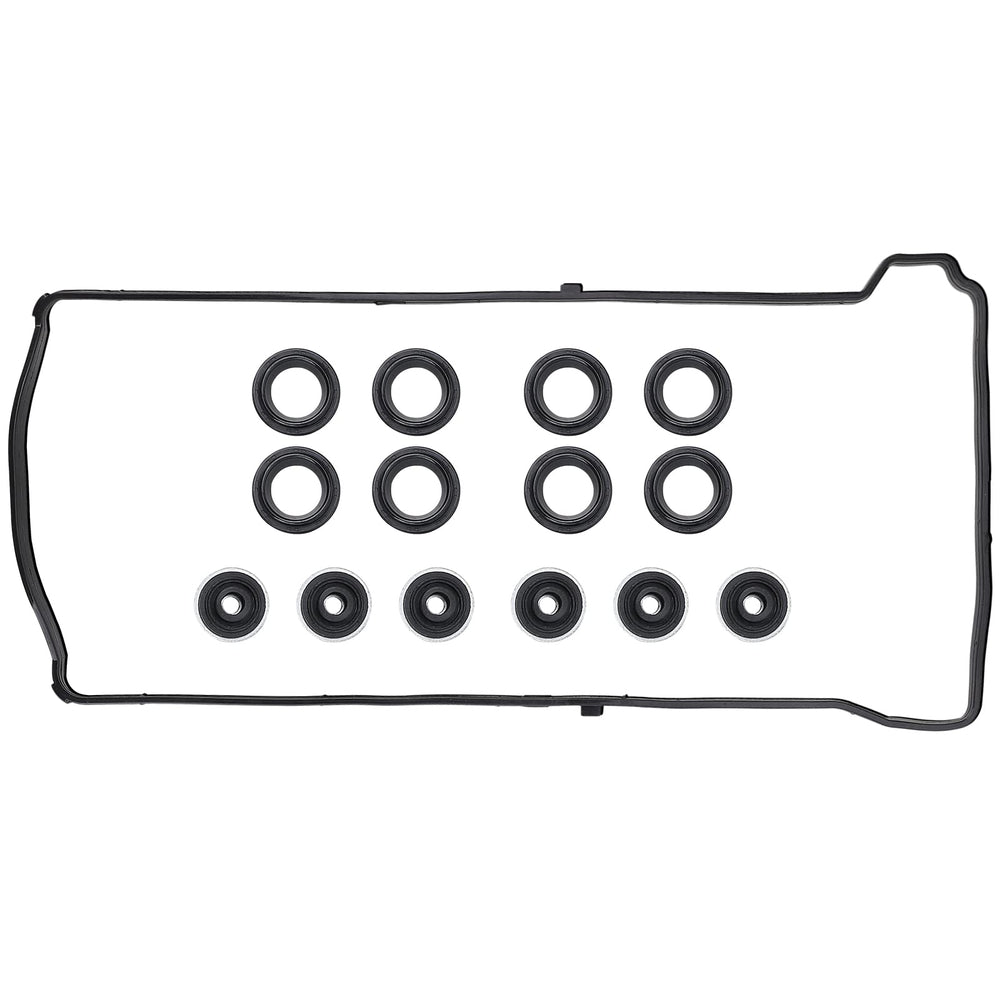 MNJWS valve cover gasket set closeup showing precise seals for oil leak prevention.