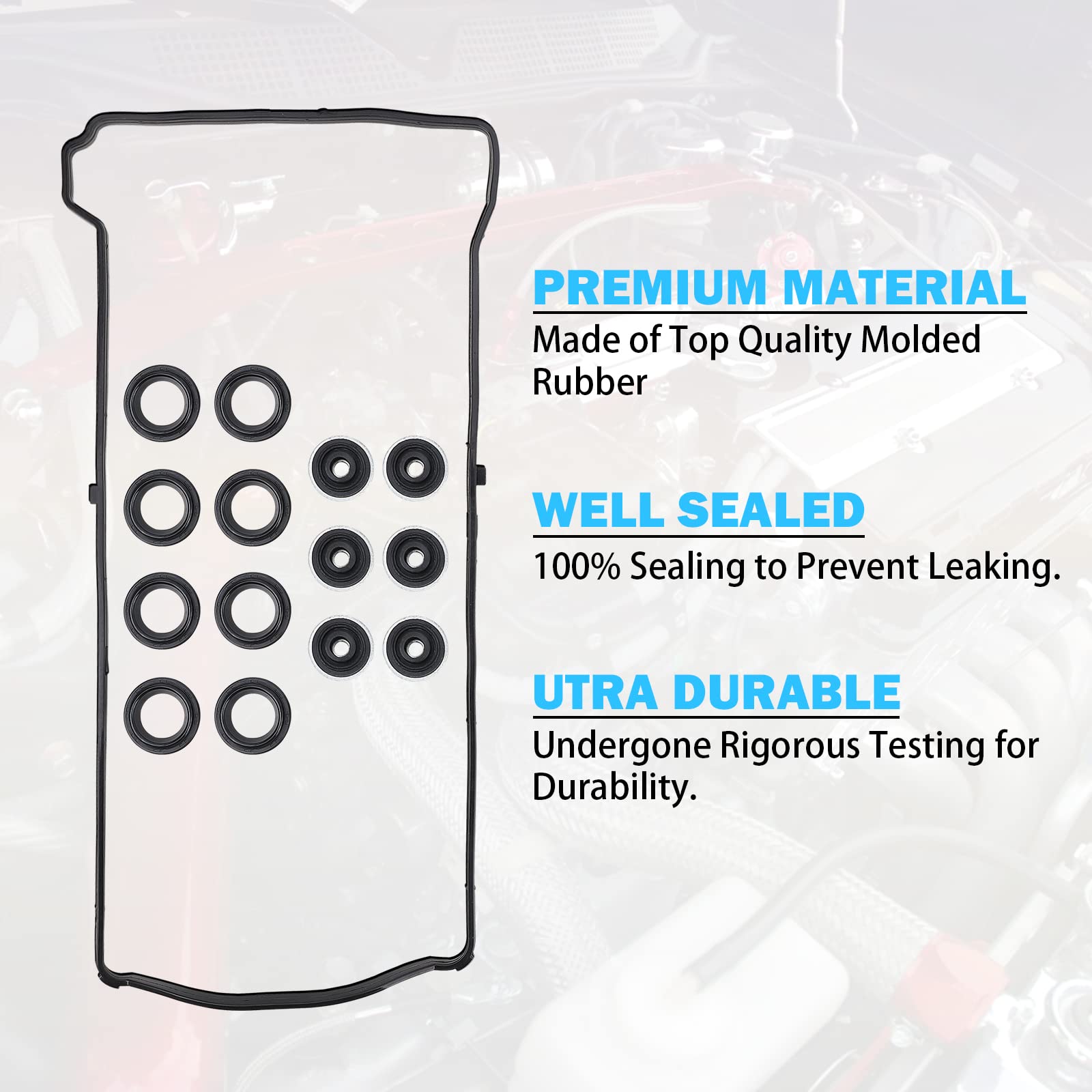 MNJWS valve cover gasket set included hardware and edge seals.