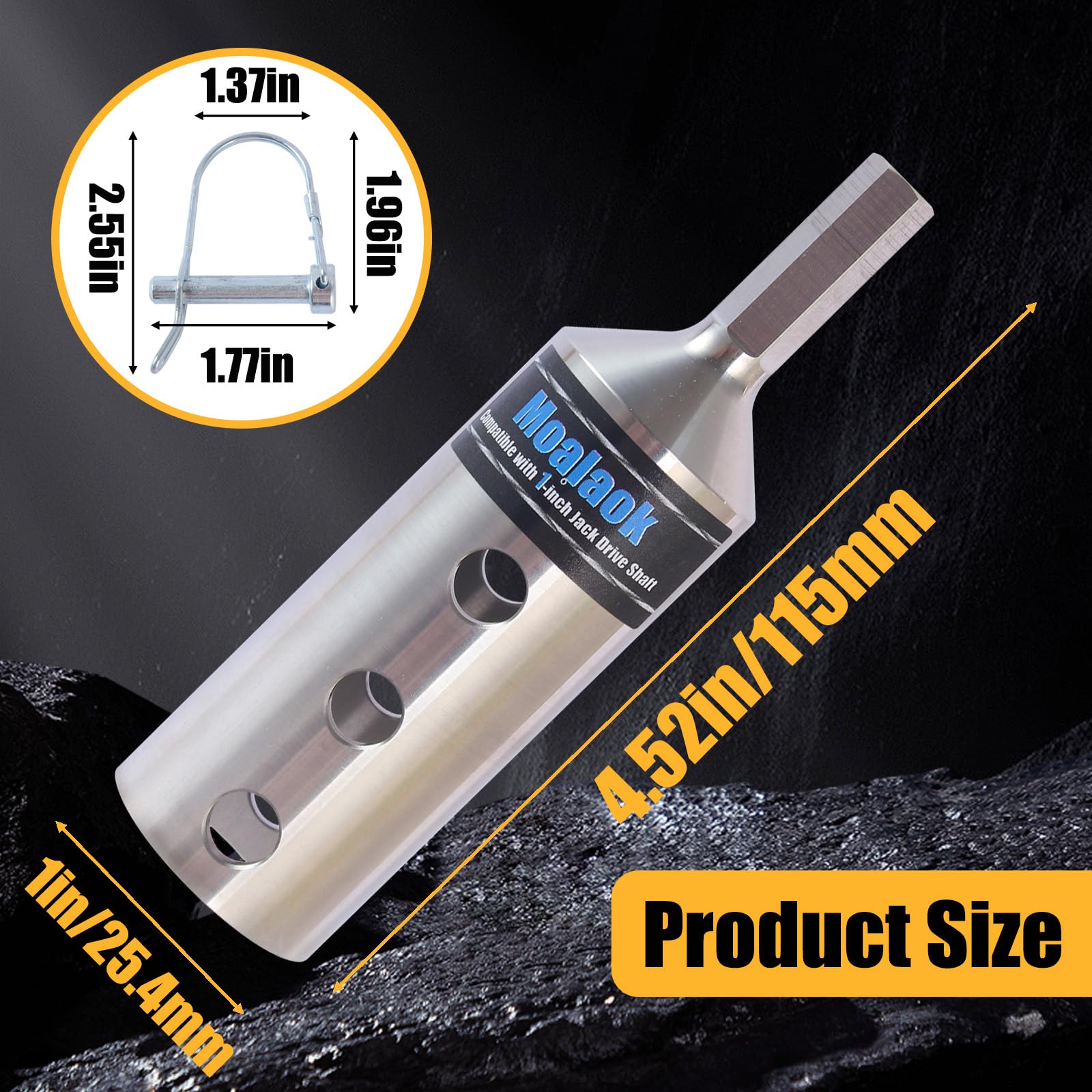 Moalaok chuck adapter socket close-up showing integrated 2-in-1 design and power-tool compatibility