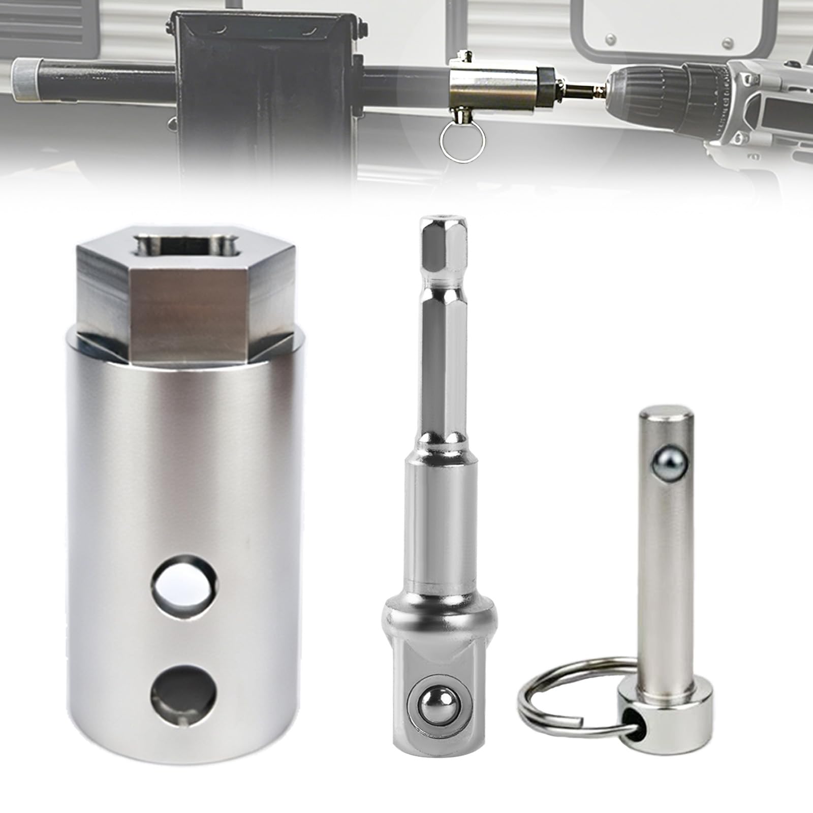 Moalaok universal adapter for 1-inch jack shafts enables fast maintenance.