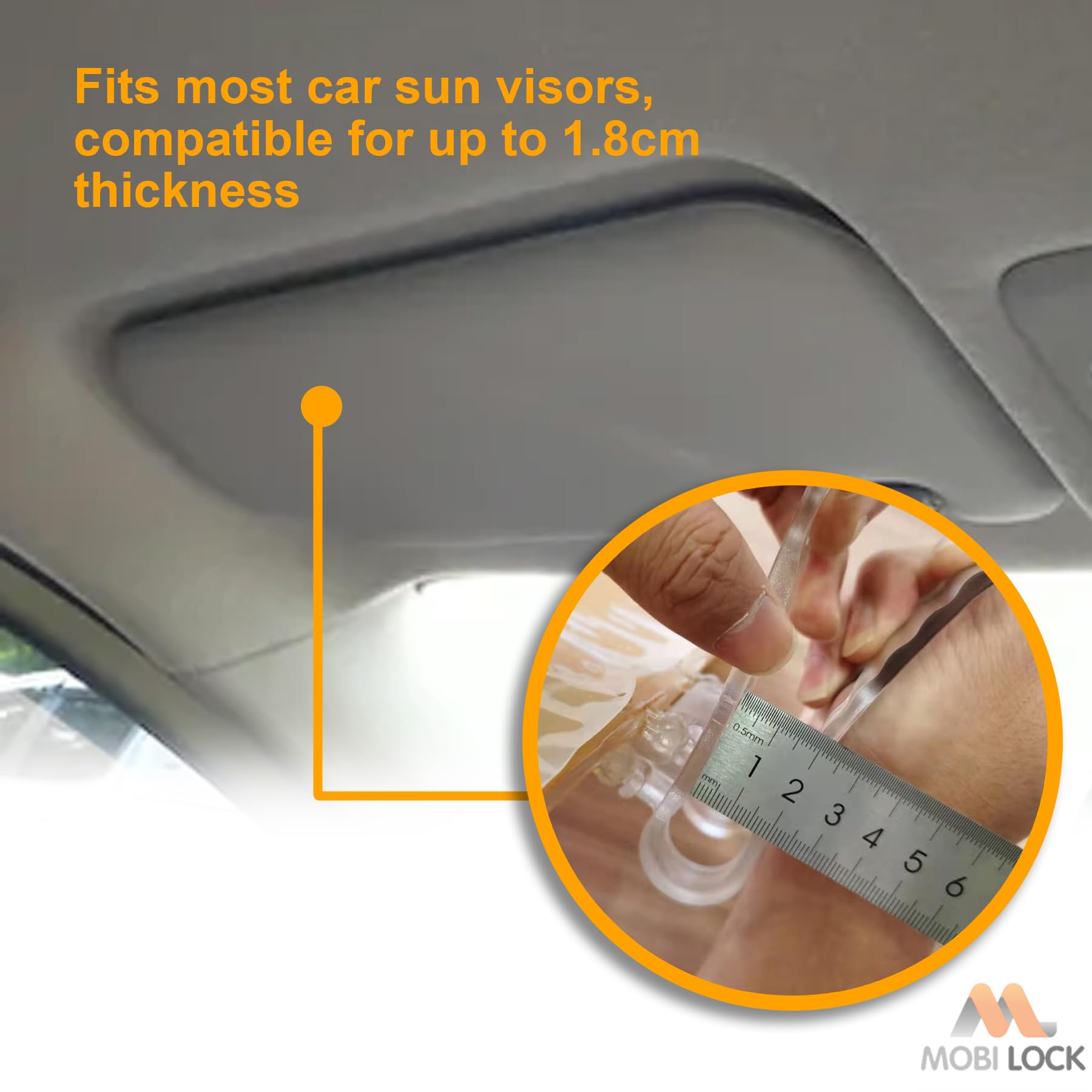 Mobi Lock grey day-side UV-filter visor for daytime driving comfort.