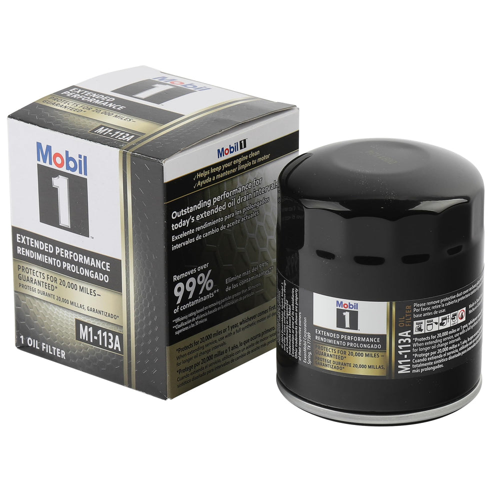 Mobil 1 Extended Performance oil filter canister provides durable protection for high‑pressure engines.