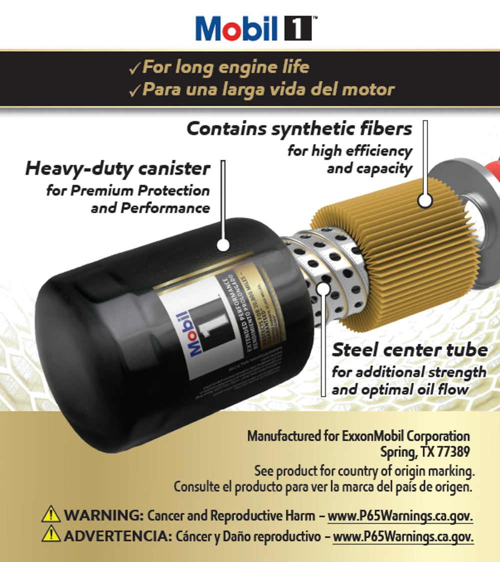 Mobil 1 M1-108A packaging front highlights extended performance.