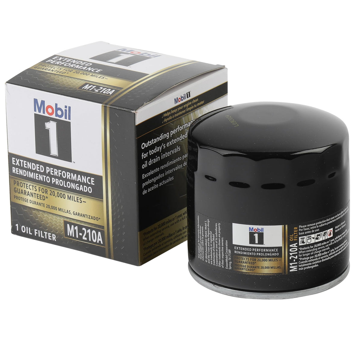 Mobil 1 M1-210A pack of 2 close-up showing durable canister for long-lasting protection.