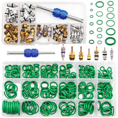Mobling car A/C repair kit contents for organized garage use.