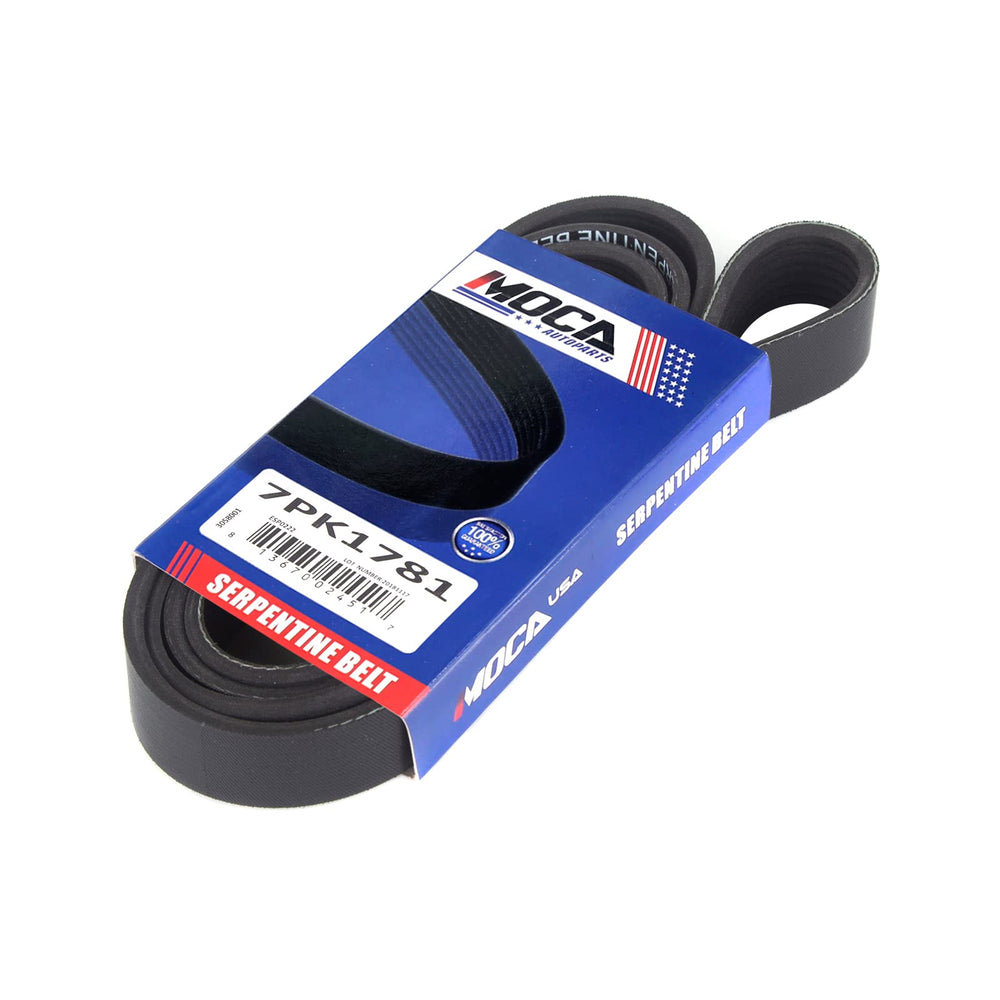 MOCA Autoparts 7PK1781 EPDM belt close-up rubber texture signals toughness.
