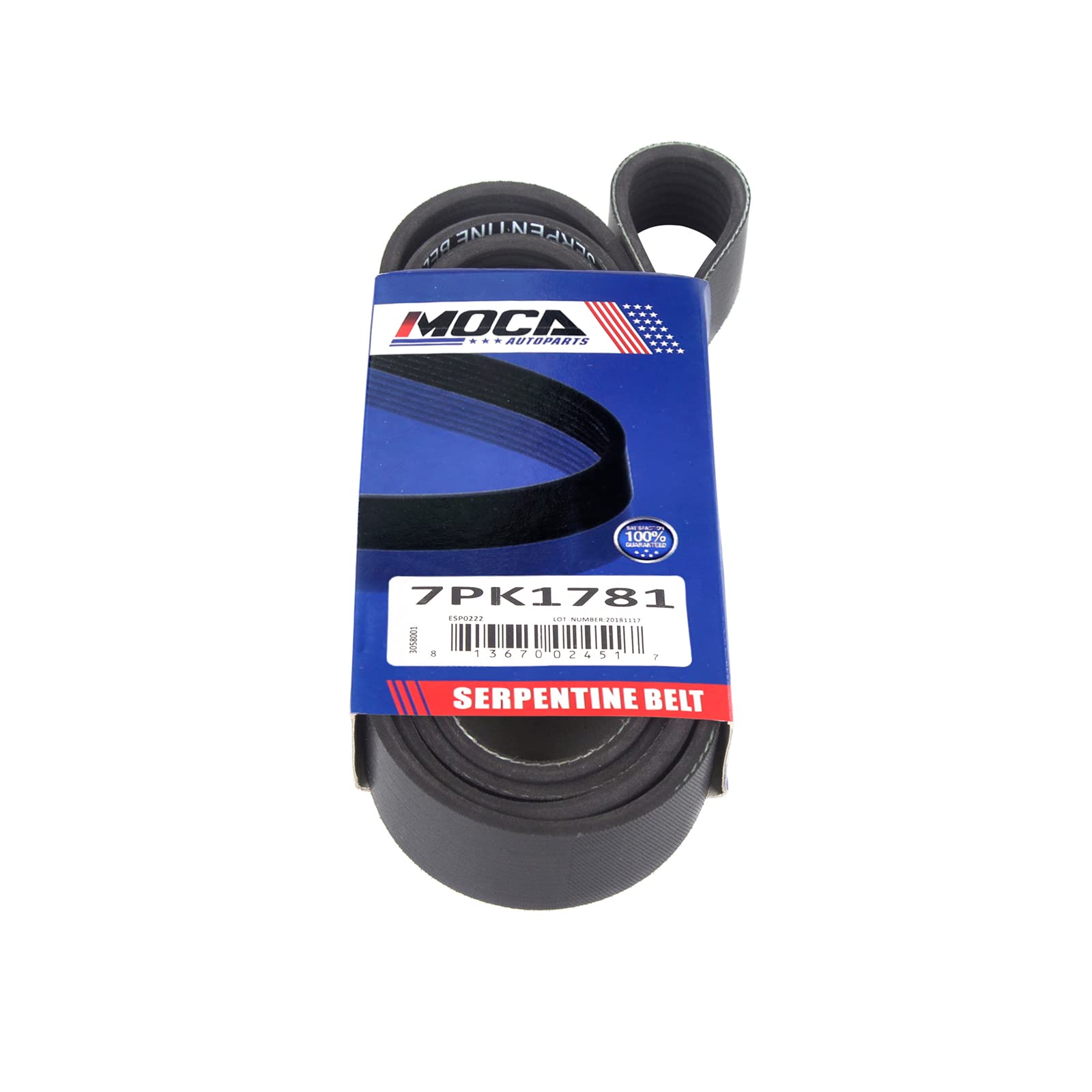 MOCA Autoparts 7PK1781 EPDM serpentine belt packaging signals ready-to-install quality.
