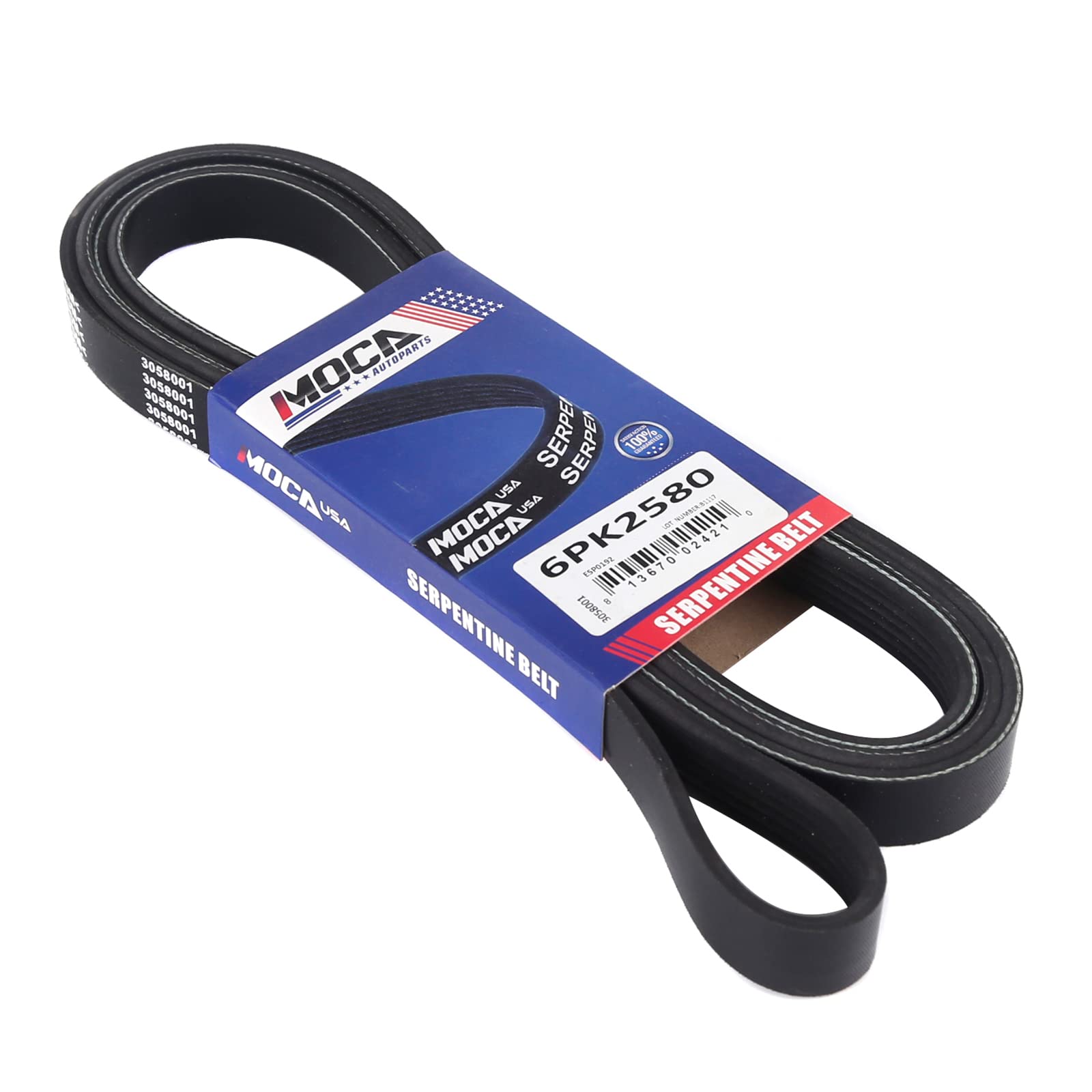 MOCA Autoparts belt with tension guide helps proper alignment during installation.