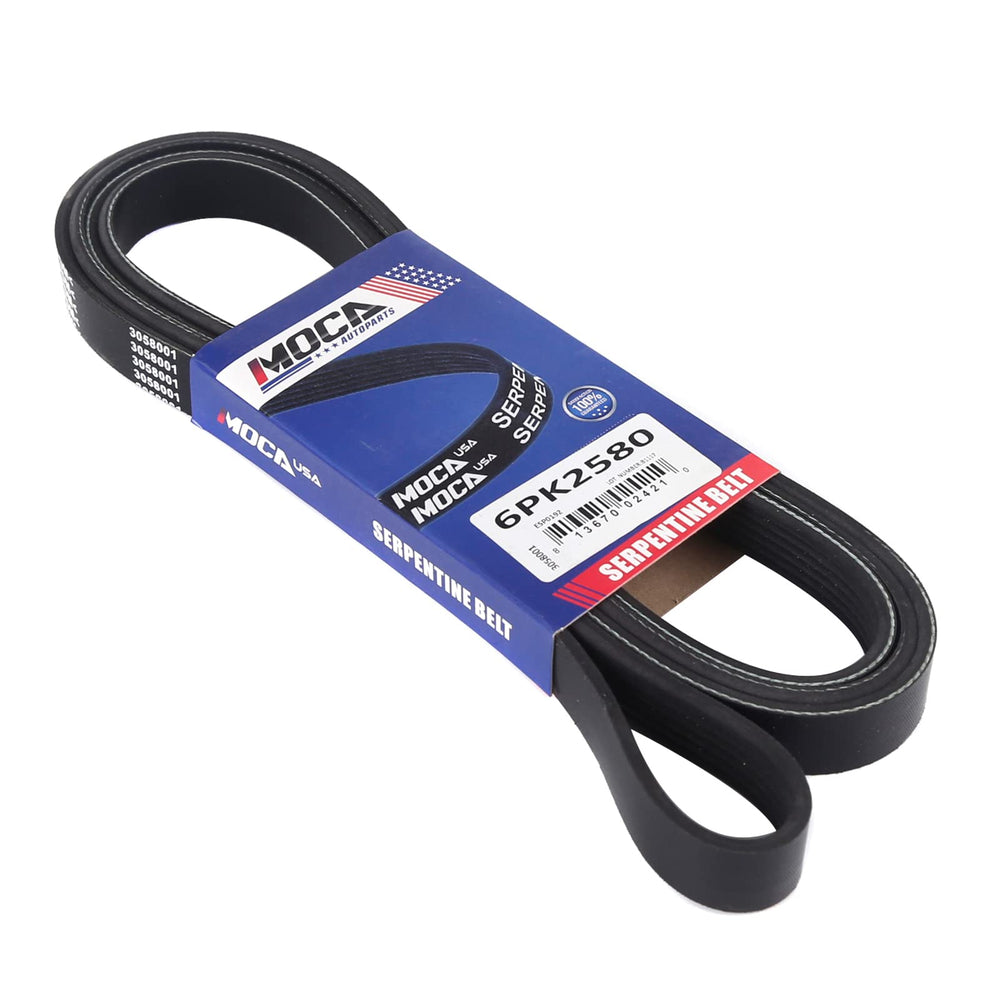 MOCA Autoparts belt with tension guide helps proper alignment during installation.