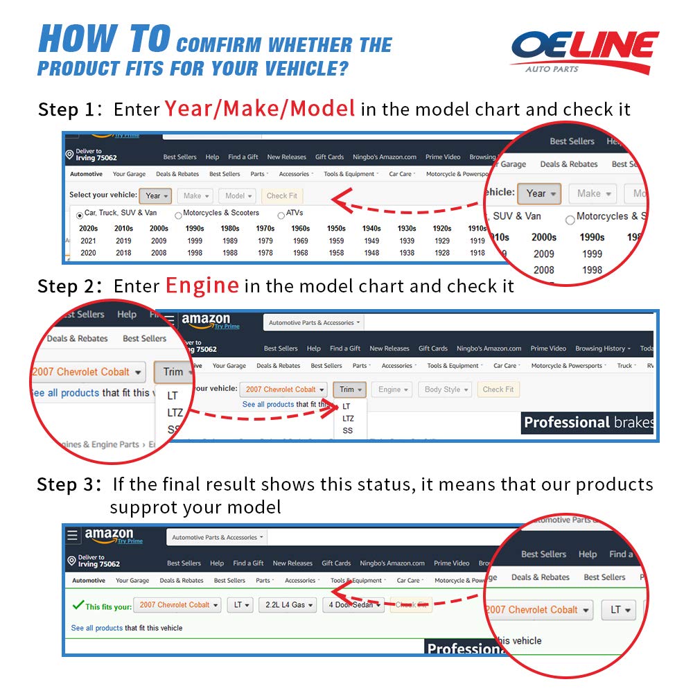 MOCA Autoparts vehicle compatibility chart communicates versatile fit options.