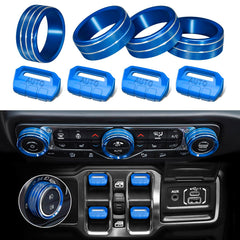 MOCHENT blue 8-piece button cover for Jeep Wrangler JL enhances interior style