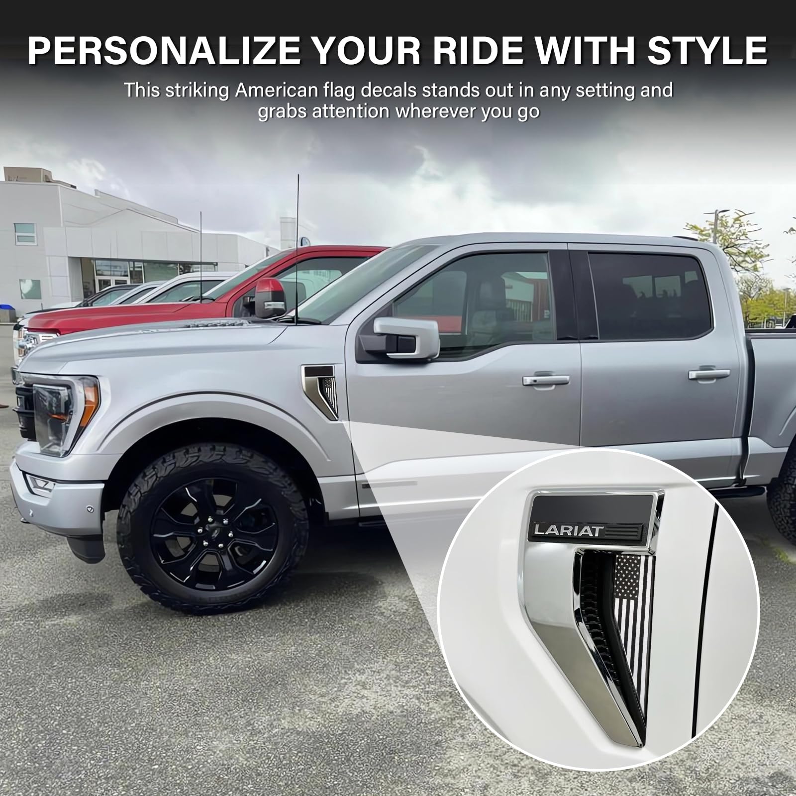 MOCHENT flag decal pair offers versatile placement options for your truck.